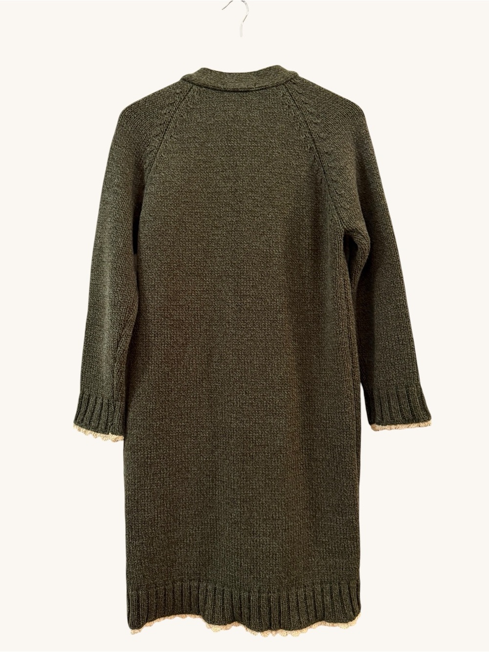 Caramel olive green boho long cardigan - Picture 2 of 8